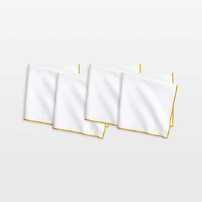 Merrow Stitch Savanna Yellow Organic Cotton Napkins, Set of 4