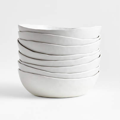 Mercer Matte White Low Bowls, Set of 8