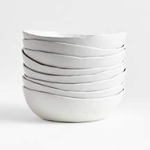Mercer Matte White Porcelain Low Bowls, Set of 8 + Reviews | Crate & Barrel