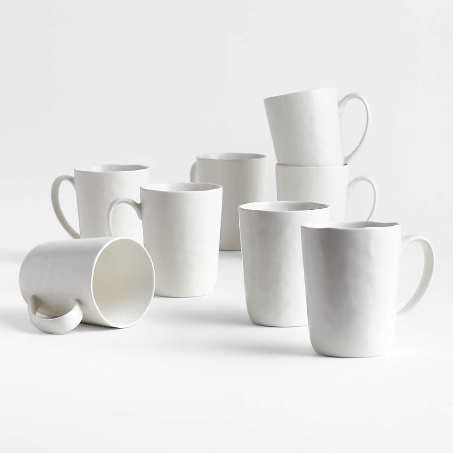 Mercer Matte White Mugs, Set of 8 + Reviews | Crate & Barrel