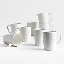 Mercer 14-oz. Matte White Porcelain Mugs, Set of 8 + Reviews | Crate & Barrel