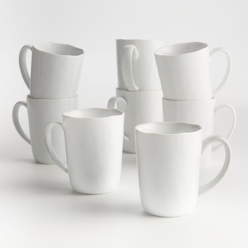 Mercer White Porcelain Mugs, Set of 8