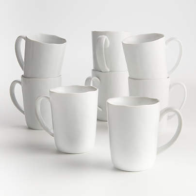 Mercer 14-oz. White Porcelain Mugs, Set of 8