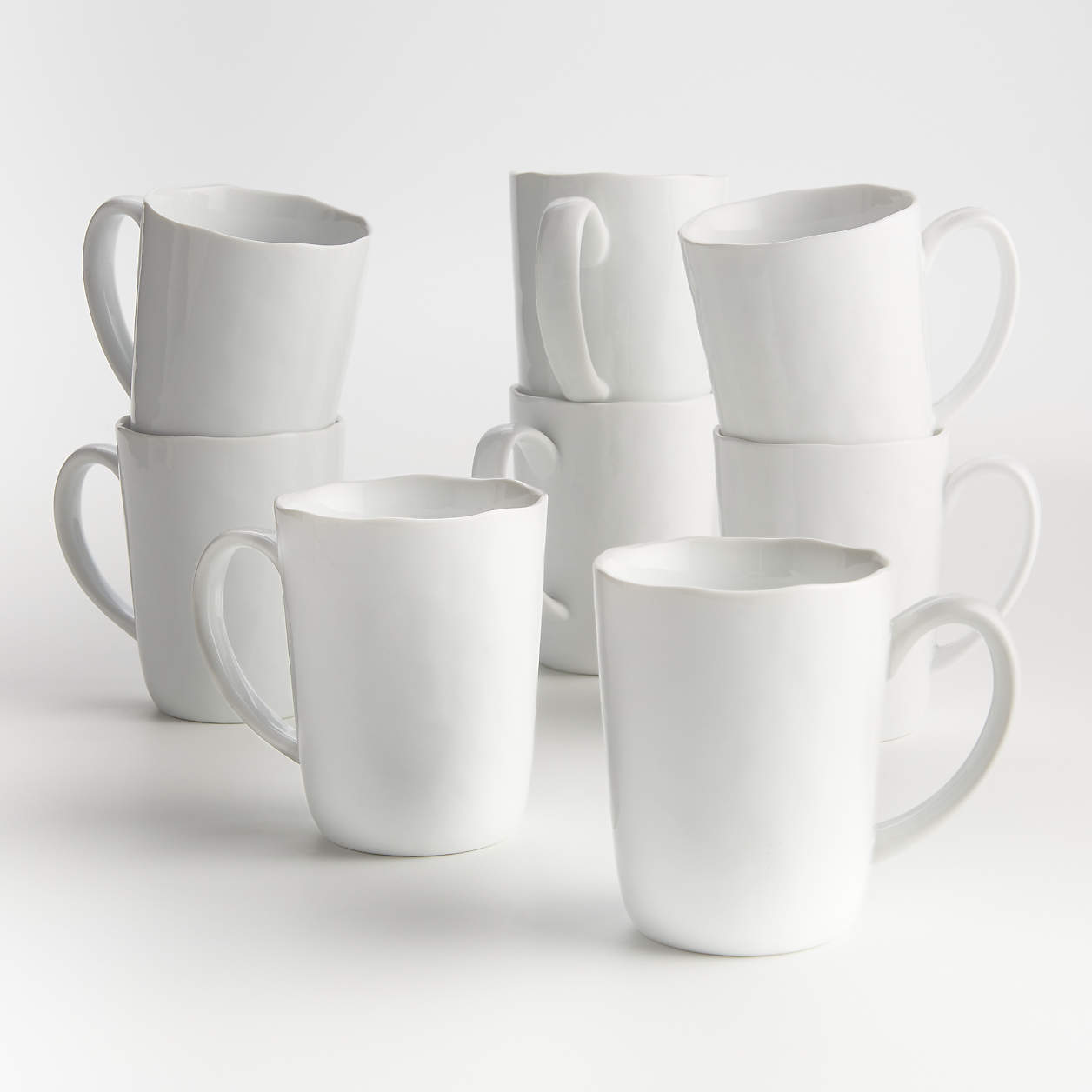 Mercer White Porcelain Mugs, Set of 8