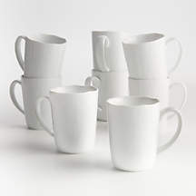 Mercer White Ceramic Mugs, Set of 8 + Reviews | Crate & Barrel