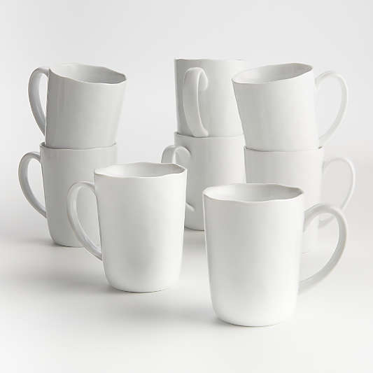 Mercer 14-oz. White Porcelain Mugs, Set of 8