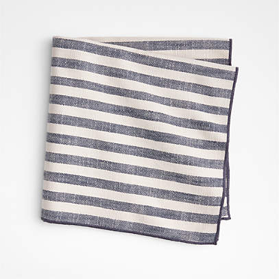 Fog Linen Thick Kitchen Cloth - Natural with Navy Accent Stripe