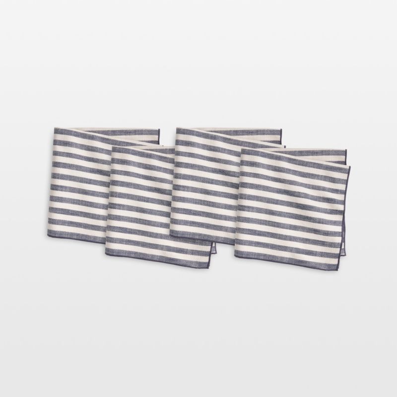 Merrow Stitch Navy Blue Stripe Napkins, Set of 4