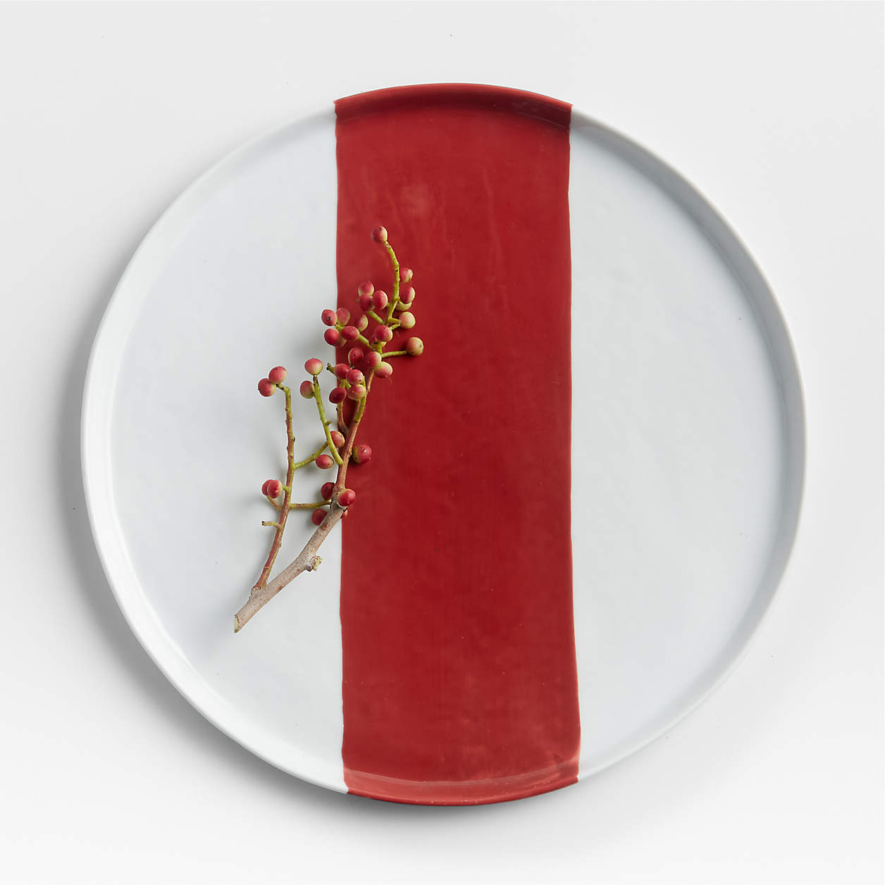 Mercer Holiday ChristmasRed Stripe Dinner Plate + Reviews Crate & Barrel