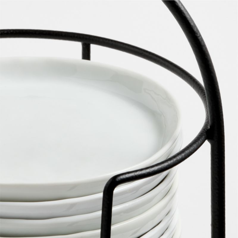 Mercer White Round Porcelain Appetizer Plates with Black Stand, Set of 10 - image 3 of 4