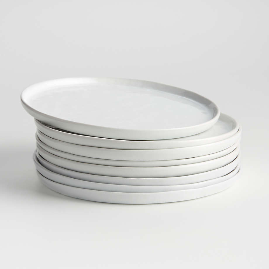 Mercer White Round Ceramic Salad Plates, Set of 8 | Crate & Barrel