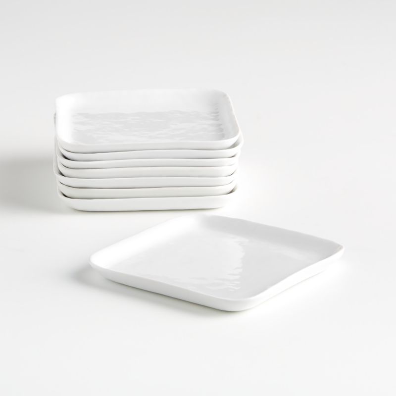 Mercer White Square Porcelain Appetizer Plates, Set of 8