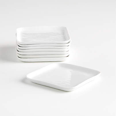 Mercer White Square Porcelain Appetizer Plates, Set of 8