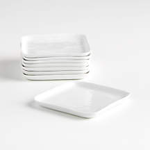 Mercer White Square Ceramic Appetizer Plates, Set of 8 + Reviews | Crate & Barrel