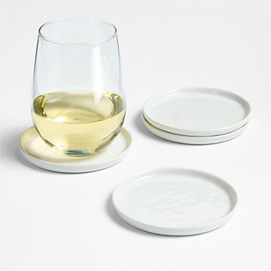 View Mercer White Round Porcelain Coasters, Set of 4 details