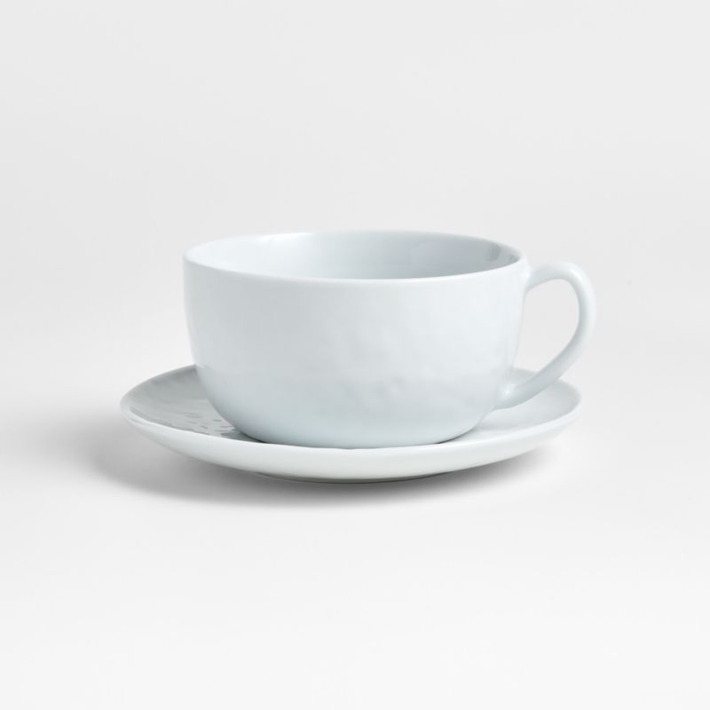 Mercer White Porcelain Cappuccino Cup and Saucer