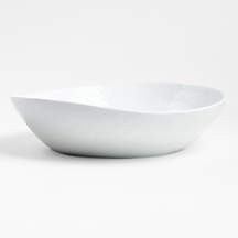 Mercer White Ceramic Low Serving Bowl + Reviews | Crate & Barrel