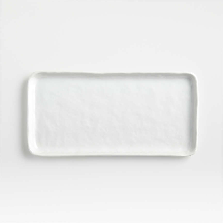 Mercer White Rectangular Ceramic Plate + Reviews | Crate & Barrel