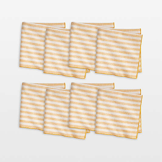 Merrow Stitch Yellow Stripe Napkins, Set of 8