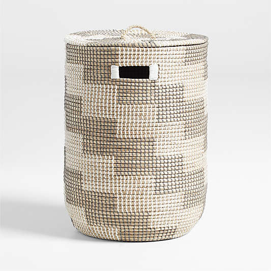 Merchant Silver Woven Hamper with Handles