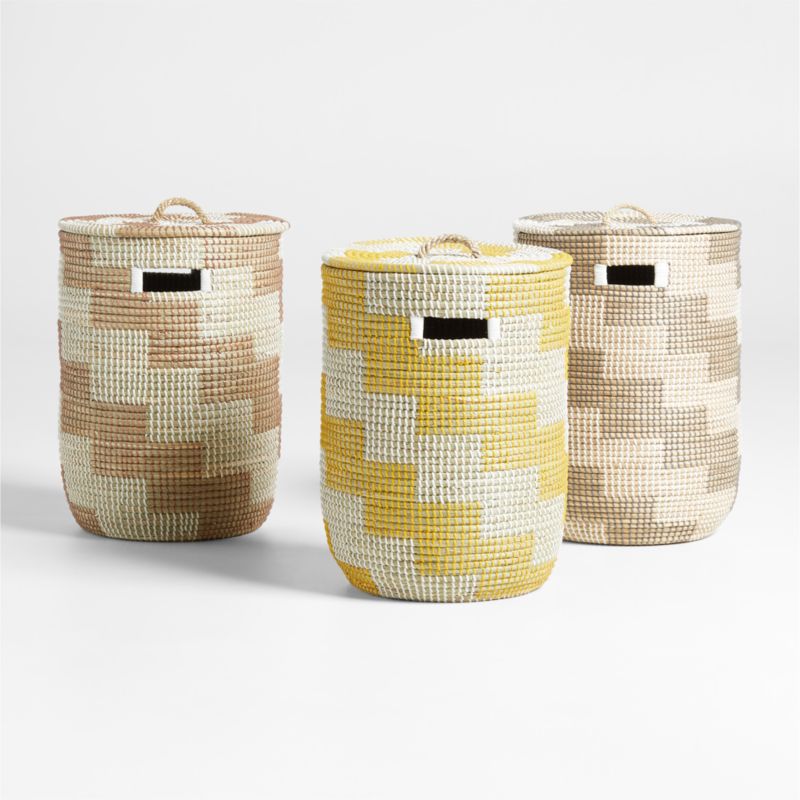 Merchant Ochre Yellow Woven Kids Hamper with Handles