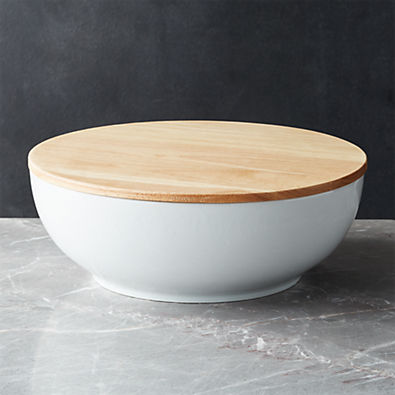 View Merge Porcelain Serving Bowl with Wood Lid details