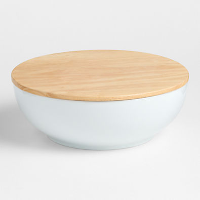 View Merge Porcelain Serving Bowl with Wood Lid details