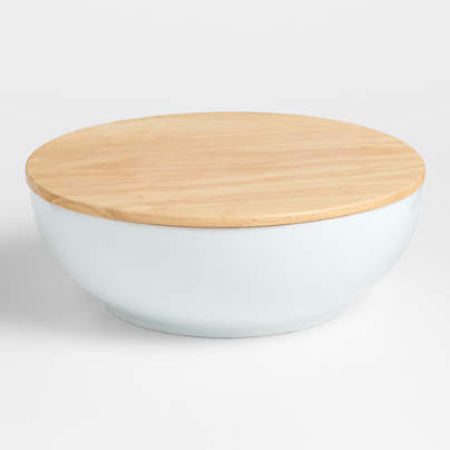 Merge Porcelain Serving Bowl with Wood Lid