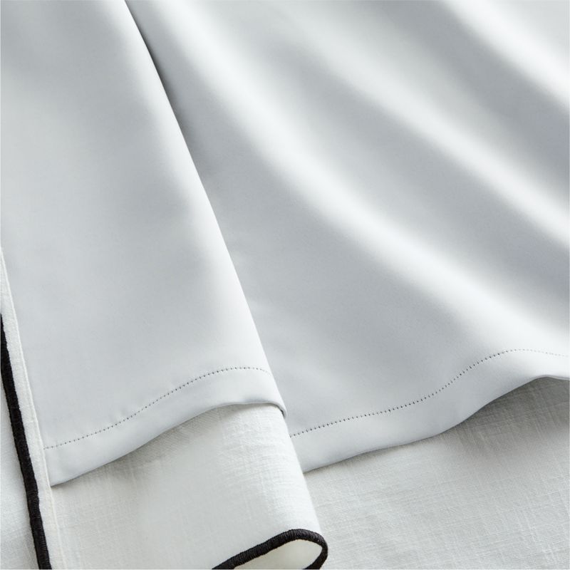 Crisp White Merrow Stitch Organic Cotton Blackout Window Curtain Panel 52"x120" - image 3 of 14