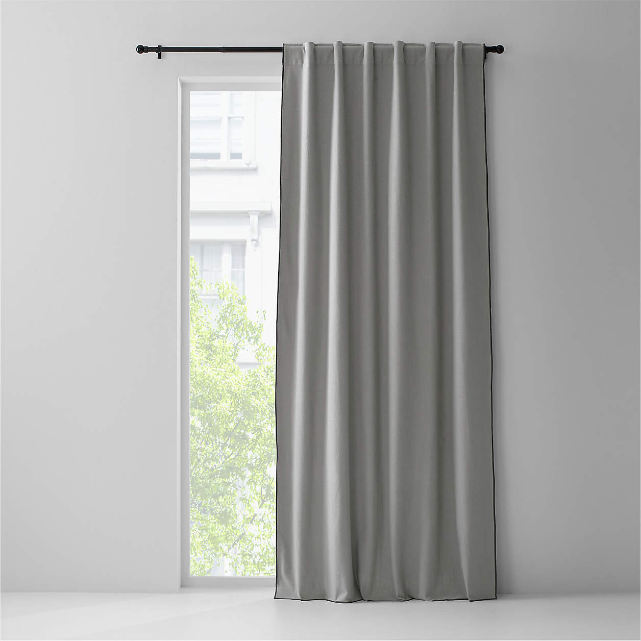 Merrow Stitch Organic Cotton Pebble Grey Blackout Curtain Panel 52"x120