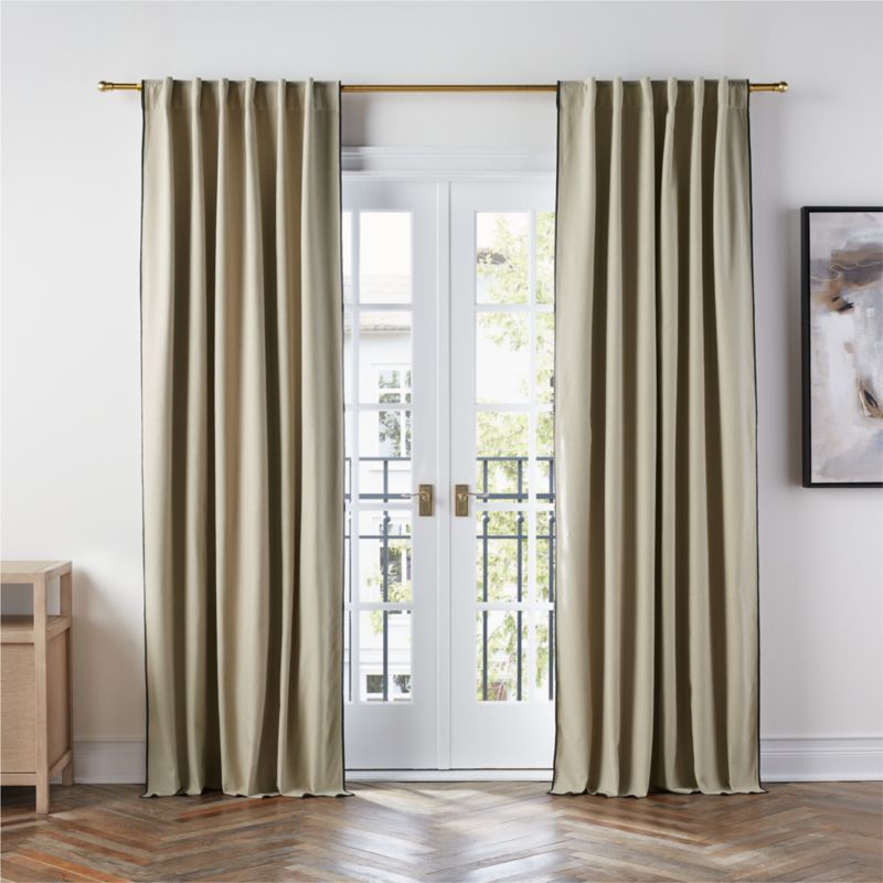 Warm Beige Merrow Stitch Organic Cotton Blackout Window Curtain Panel ...