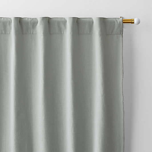 Mist Blue Merrow Stitch Organic Cotton Window Curtain Panel