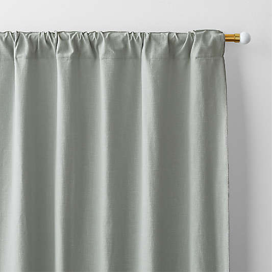 Mist Blue Merrow Stitch Organic Cotton Window Curtain Panel 52"x120"