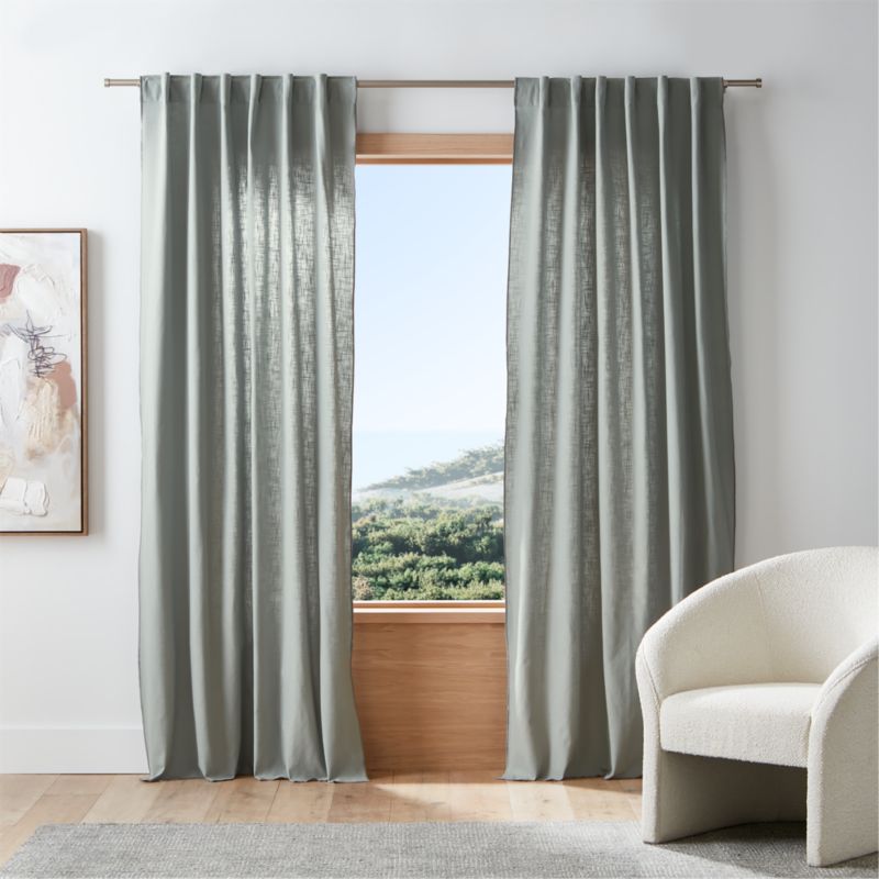 Crisp White Merrow Stitch Organic Cotton Blackout Window Curtain Panel