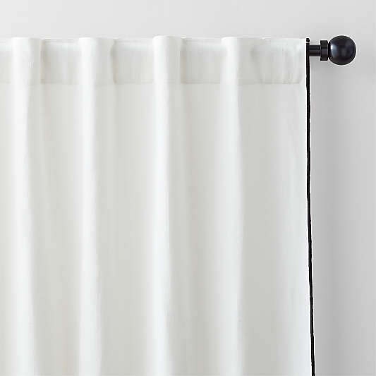 Crisp White Merrow Stitch Organic Cotton Blackout Window Curtain Panel 52"x108"