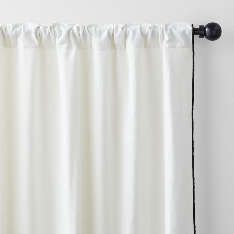 Crisp White Merrow Stitch Organic Cotton Blackout Window Curtain Panel 52"x120" - image 7 of 14