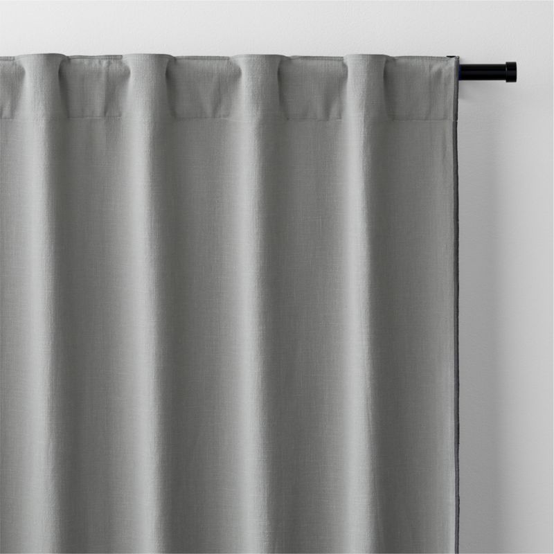 Pebble Grey Merrow Stitch Organic Cotton Window Curtain Panel 52"x120" - image 2 of 7