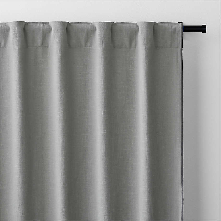 Pebble Grey Merrow Stitch Organic Cotton Window Curtain Panel 52"x84"