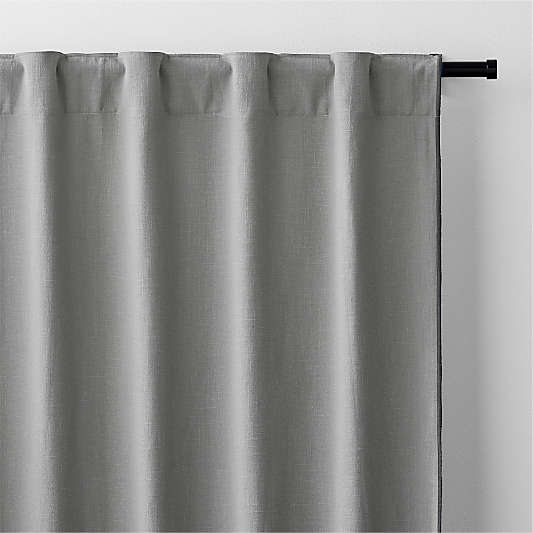 Pebble Grey Merrow Stitch Organic Cotton Window Curtain Panel 52"x120"