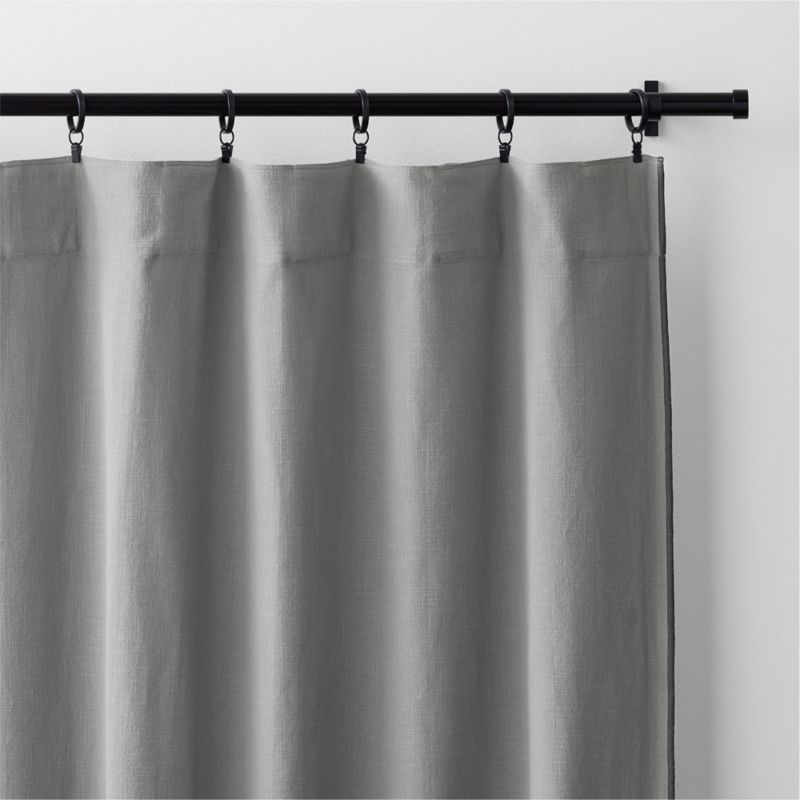 Pebble Grey Merrow Stitch Organic Cotton Window Curtain Panel 52"x120" - image 3 of 7