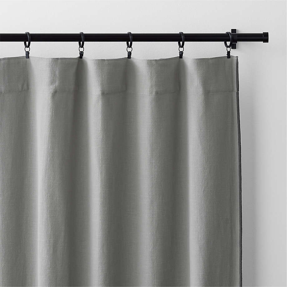 Pebble Grey Merrow Stitch Organic Cotton Window Curtain Panel 52"x96"