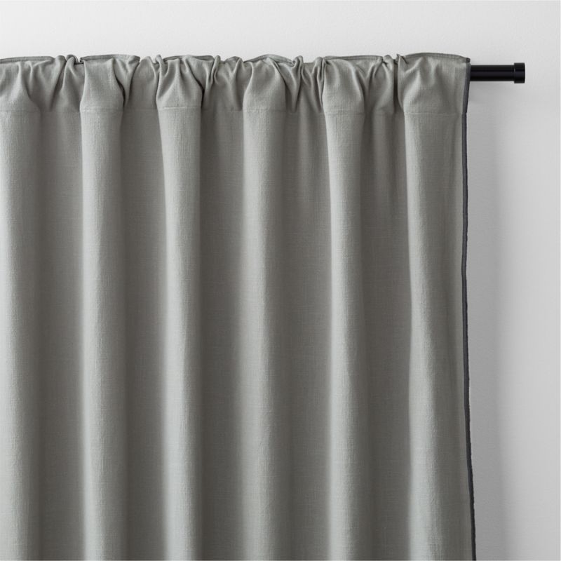 Pebble Grey Merrow Stitch Organic Cotton Window Curtain Panel 52"x120" - image 4 of 7