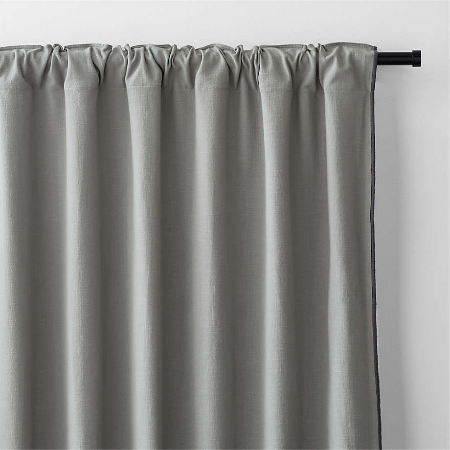 Pebble Grey Merrow Stitch Organic Cotton Blackout Window Curtain Panel 52"x84"