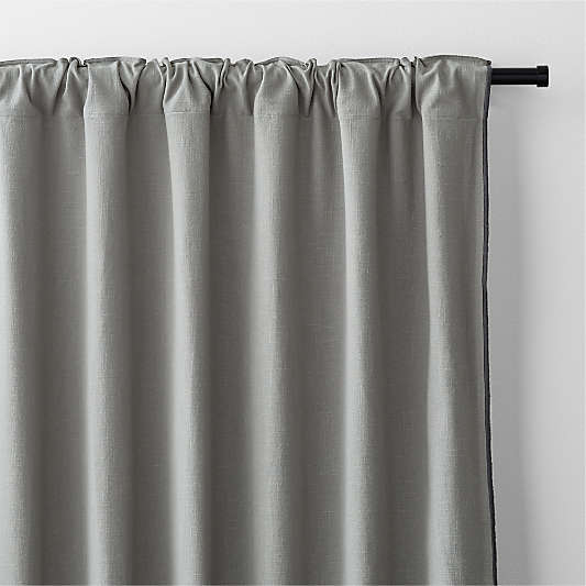 Pebble Grey Merrow Stitch Organic Cotton Window Curtain Panel 52"x120"