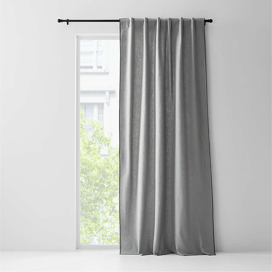 Merrow Stitch Organic Cotton Pebble Grey Curtain Panel 52"x96" Crate