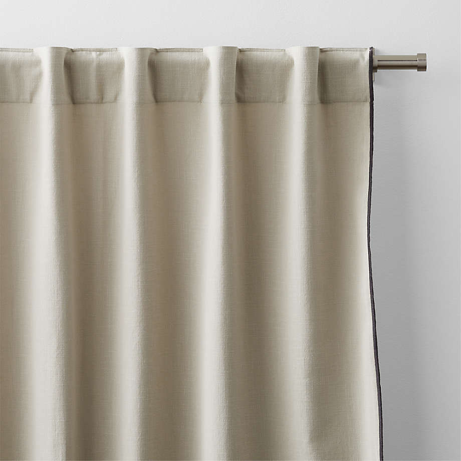 Crisp White Merrow Stitch Organic Cotton Blackout Window Curtain