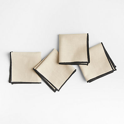 View Mercer Merrow-Stitch Warm Natural Organic Cotton Cocktail Napkins, Set of 4 details