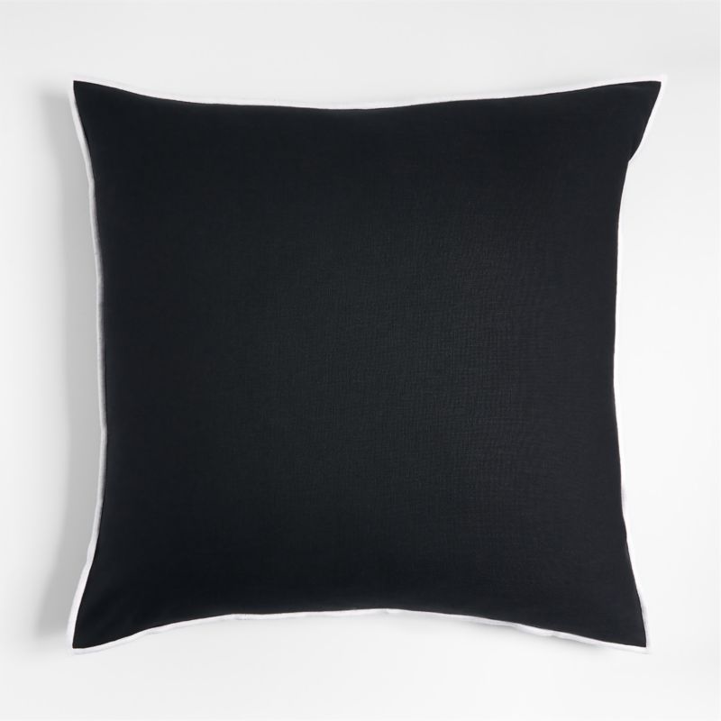 Black 23" Merrow Stitch Organic Cotton Pillow with Feather Insert