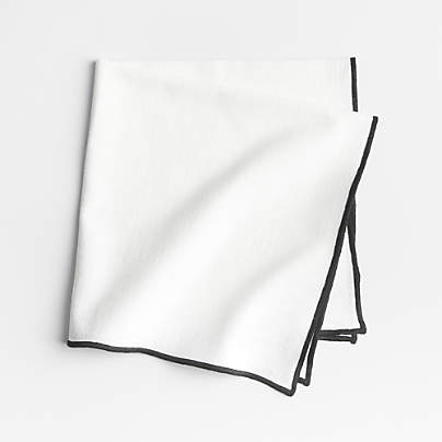 Merrow Stitch Crisp White Organic Cotton Napkin