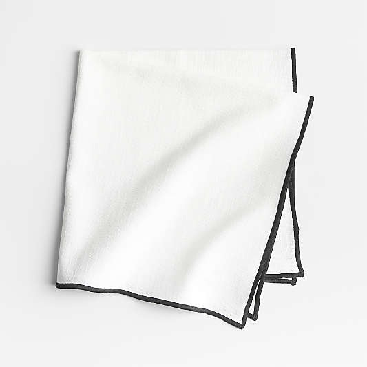 Merrow Stitch Crisp White Organic Cotton Napkin